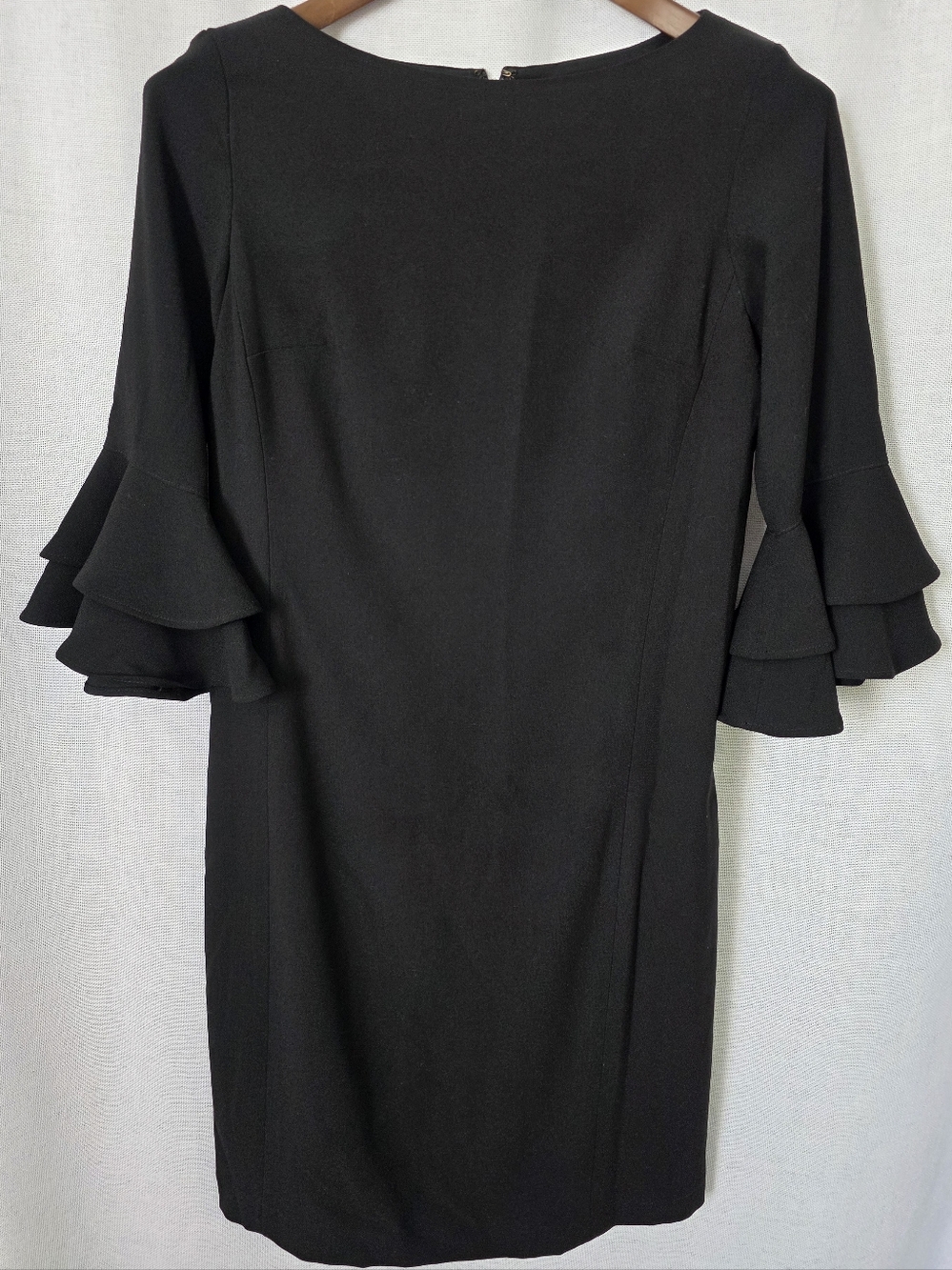 Lauren Ralph Lauren Black Crepe Dress | 3/4 Bell Sleeve | Tiered Ruffle